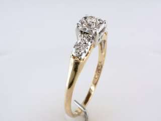 Antique Deco Genuine Diamond 14K Yellow Gold Engagement Wedding Ring 