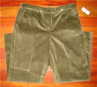 TALBOTS Moss Green Stretch Cotton Velvet Jeans (10P) NWT $79  