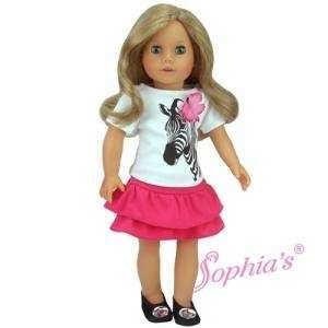  Zebra Shirt and Pink Tiered Skirt. Fits 18 Dolls like 
