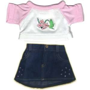 shirt w/ Denim Sparkle SkirtOutfit fits 8 10 Stuffed Animals like 