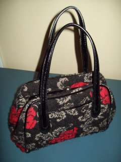 Vera Bradley Black Tapestry Rose Velvet Handbag Limited  