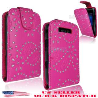   TORCH 9800 BLING DIAMOND PINK LEATHER FLIP CASE COVER POUCH  