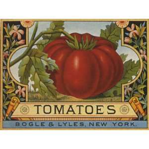  TOMATOES BOGLE LYLES NEW YORK CRATE LABELS CANVAS REPRO 
