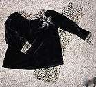 Cach Cach girls 2pc leopard print black velour 2pc pants outfit sz 4T