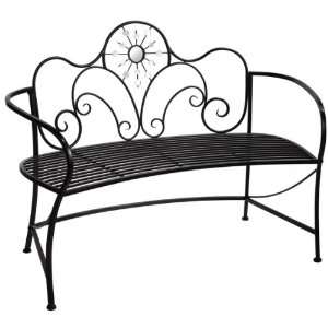  Black Bench With Mirror Medallion Iron and Mirror by 