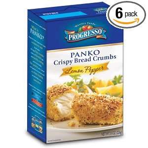 Progresso Lemon Pepper Panko Crispy Breadcrumbs, 8 Ounce (Pack of 6)