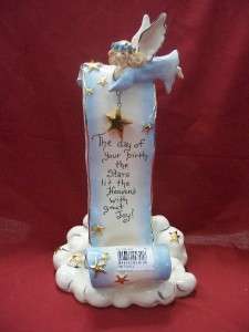 Blue Sky Clayworks Birthday Star Angel Ceramic Tealight Scroll  