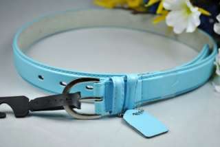 New SKY BLUE Womens Skinny Leather Belts SZ (XL)  
