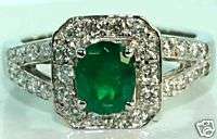 51ct Fine Colombian Emerald & Diamond Ring 14k Gold  
