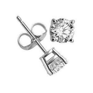 Authentic Stud Earrings Sterling Silver .925 Genuine Diamond Color 
