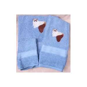 Ragdoll Cat Medium Blue Wash Hand Bath Towels Set
