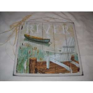   with Water and Canoe Fishing Cabin Lodge Lake Decor