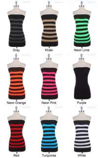   Sexy Stripe Strapless Tunic Tank Top Camisole ONE SIZE VARIOUS COLOR
