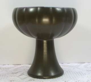 McCoy Pottery Floraline Matte Gunmetal Gray Pedestal Planter Vase 464 