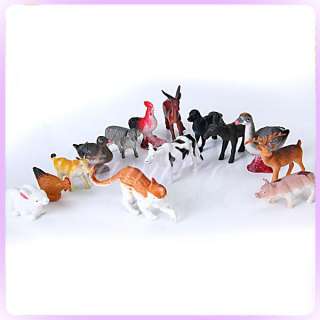 14pcs Plastic Farm Animals +fence tree play Toys Models  