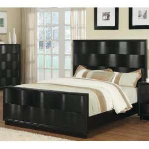    Queen Size Bed with Wave Design in Brown Finish