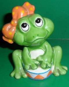   Lefton Frog Figurine w/Orange Bow 04850 Drummer Girl LOOK  