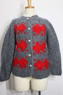 Vintage Womens Italian Mohair Wool Cardigan Sweater Small  