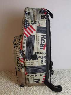 Japan Sweet Style Campus Bag Newspaper USA Flag Map Backpack Fashion 