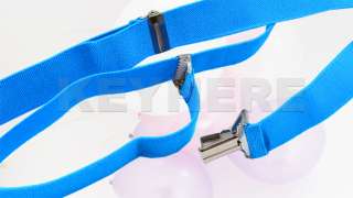 Men Women Clip on Braces Elastic Y back Suspenders Blue  