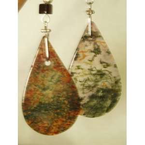  Hand Made Natural Agate Earrings, with Sterling Silver 