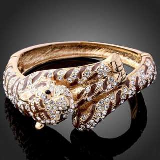 Swarovski Crystal Enamel Spots Leopard Bangle Bracelet  