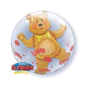   Balloons 39896 24 Inch Love Hearts and Bear Dbl Bubble Toys & Games