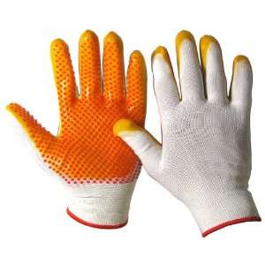  White and Yellow Crinkled Nitrile Work Gloves Large