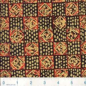  58 Wide African Print Fabric Metallic Blocks Mustard By 