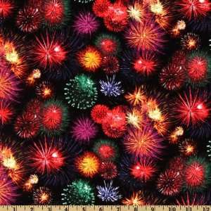   Fireworks Purple/Green/Black Fabric By The Yard Arts, Crafts & Sewing