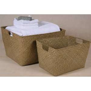  Set of 2 Natural Rectangular Woven Baskets