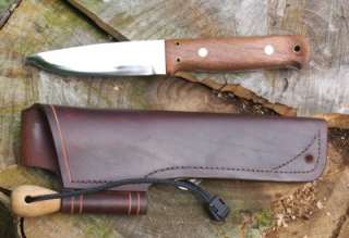 CLASSIC HANDMADE MAHOGANY HANDLE BUSHCRAFT KNIFE & F/S  
