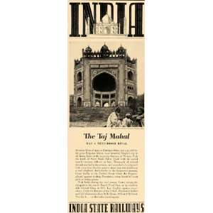 1936 Ad India State Railways Buland Darwaza Taj Mahal   Original Print 