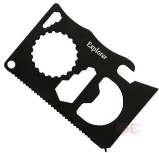 Survival Explorer Wallet Card Tool has Knife Wrench Can Bottle Opener 