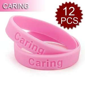  (Price/Dozen)(Wholesale Lot) Caring Debossed Silicone Wristbands 