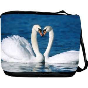  Swans in Love Design Messenger Bag   Book Bag   School Bag 