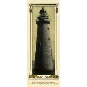  1909 Print Minot Ledge Lighthouse Boston Harbor Beacon 