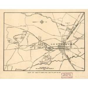 Civil War Map Map of Gettysburg battlefield Copyright by the Western 