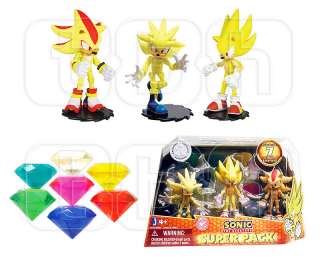 SONIC SUPER PACK figures THE HEDGEHOG silver SHADOW 3 PACK w/ 7 