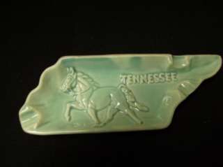Vintage Souvenir Tennessee Ceramic Aqua Ashtray Horse  