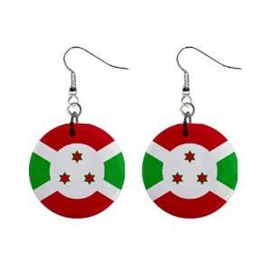  Burundi Flag Button Earrings 