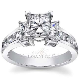 6mm Princess Moissanite Channel Engagement Ring  