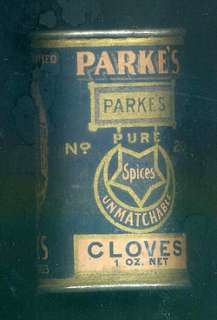 c1920 PARKES CLOVES SPICE TIN, Country Store, NR  