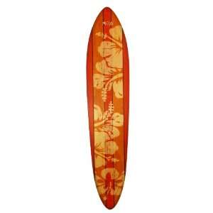  Vintage Wooden Surfboard Growth Chart   Orange Hibiscus 