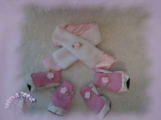 Super cute Pink Dog shoes with free Scarf Set Adorable  