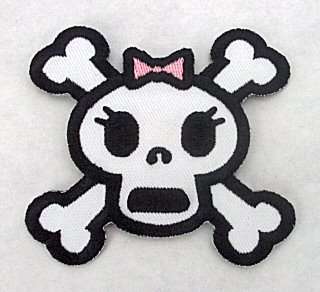   adorable this is a super cute girly skull and crossbones iron on patch