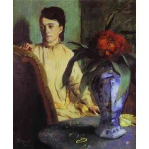 com Oil Painting Woman with Porcelain Vase Edgar Degas Hand Painted 
