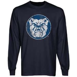Butler Bulldogs Distressed Primary Long Sleeve T Shirt   Navy Blue