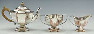 Pc Antique English Silverplated Tea Set Teapot Creamer Sugar  