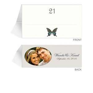  210 Photo Place Cards   Butterfly Taupe Aqua Sky Office 